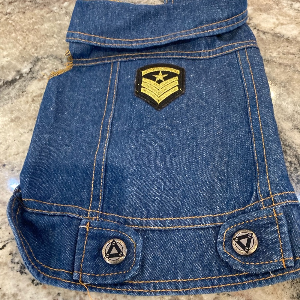 Blue Denim Dog Jacket with Patches-for small dogs